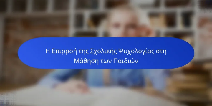 Η Επιρροή της Σχολικής Ψυχολογίας στη Μάθηση των Παιδιών
