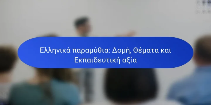 Ελληνικά παραμύθια: Δομή, Θέματα και Εκπαιδευτική αξία