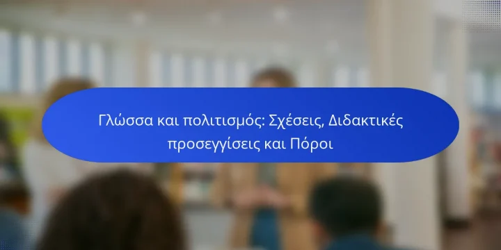 Γλώσσα και πολιτισμός: Σχέσεις, Διδακτικές προσεγγίσεις και Πόροι