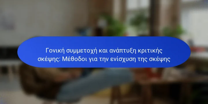 Γονική συμμετοχή και ανάπτυξη κριτικής σκέψης: Μέθοδοι για την ενίσχυση της σκέψης