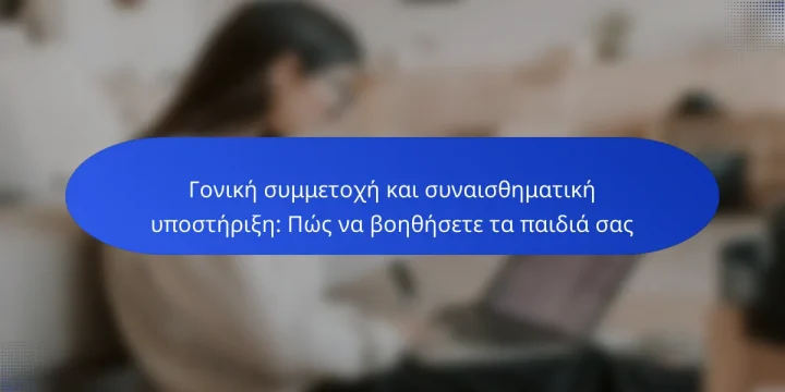 Γονική συμμετοχή και συναισθηματική υποστήριξη: Πώς να βοηθήσετε τα παιδιά σας