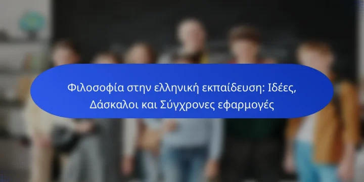 Φιλοσοφία στην ελληνική εκπαίδευση: Ιδέες, Δάσκαλοι και Σύγχρονες εφαρμογές