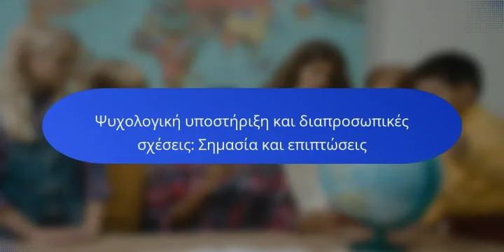 Ψυχολογική υποστήριξη και διαπροσωπικές σχέσεις: Σημασία και επιπτώσεις