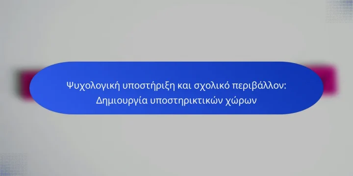 Ψυχολογική υποστήριξη και σχολικό περιβάλλον: Δημιουργία υποστηρικτικών χώρων