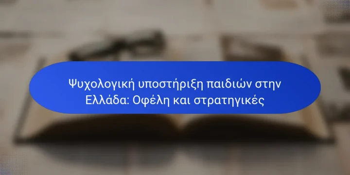 Ψυχολογική υποστήριξη παιδιών στην Ελλάδα: Οφέλη και στρατηγικές